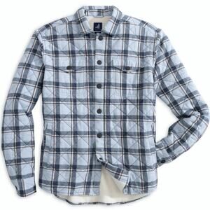 Johnnie-O Carmine Plaid Quilted Flannel Shirt Jacket Sherpa Size Large